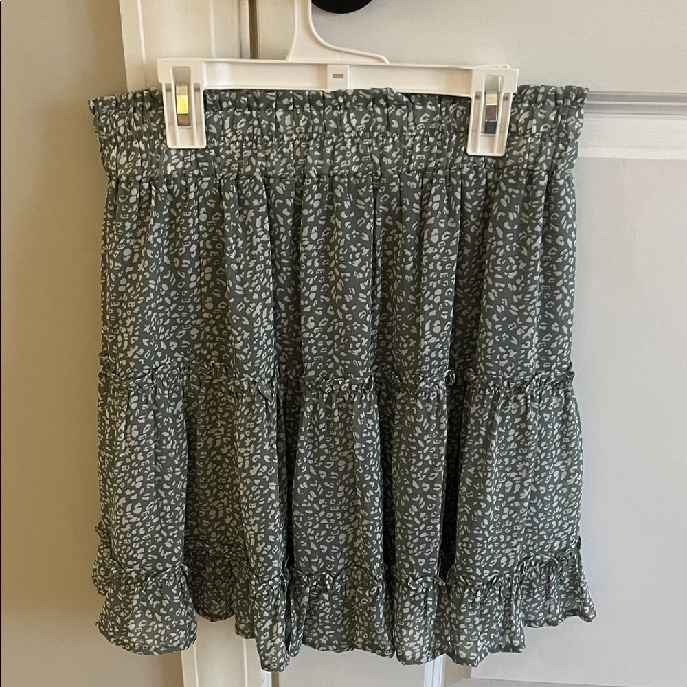 Girls Floral Teal Ruffle Tiered Skirt